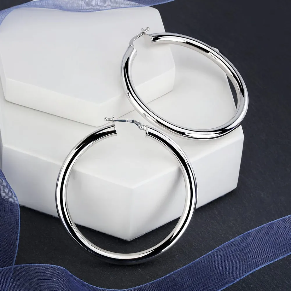 Gioielli In Argento|Gioielli Donna<Bluespirit Orecchini a Cerchio - Creole in Argento, ⌀40mm